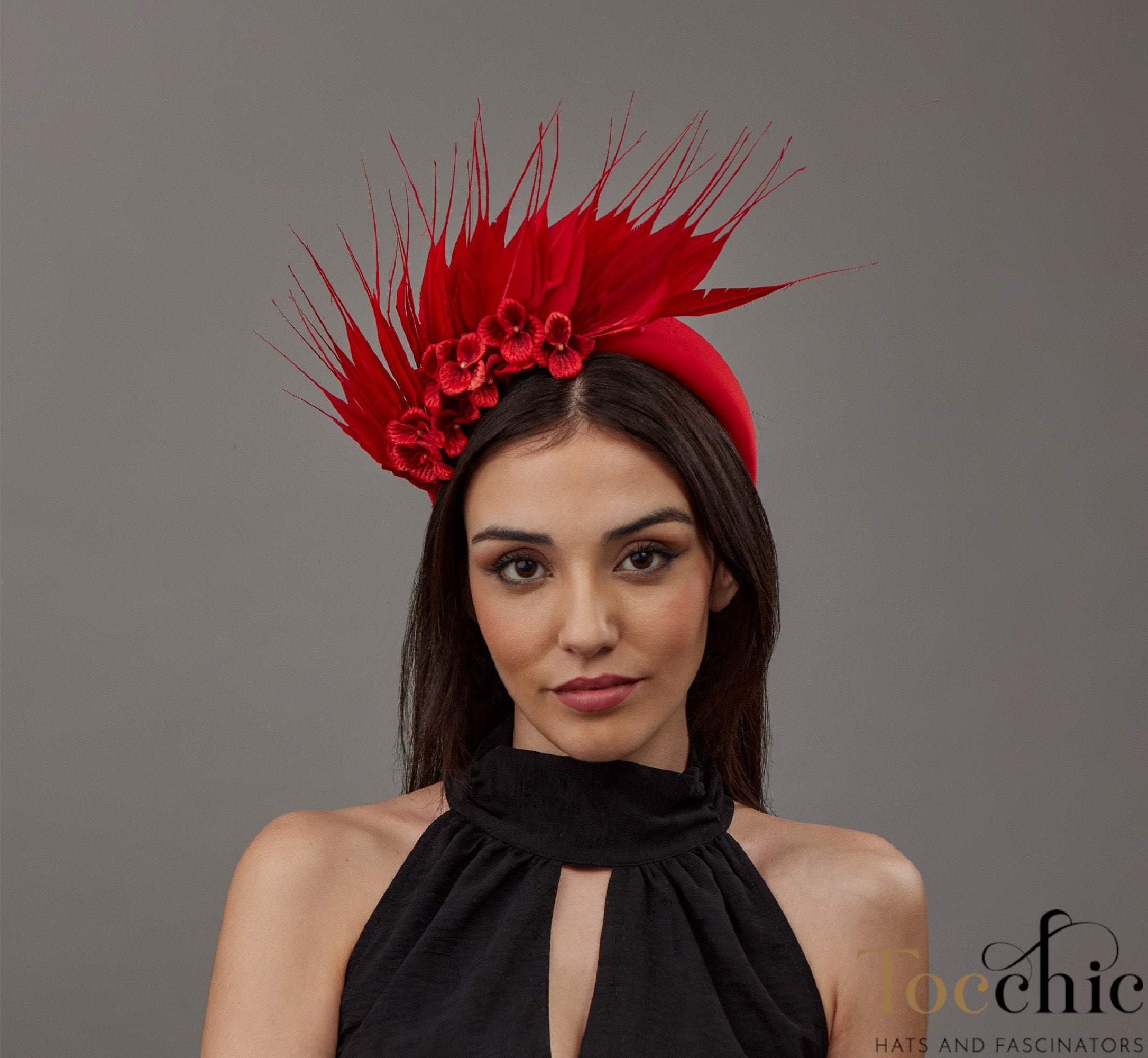 Beloved Millinery Elegant Red Floral Fascinator Hat Women\'s Hair Accessories Red Fascinator Headband with Poppy Flowers | Fascinator Hat  main image 3