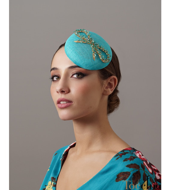 Elegant Teal Fascinator Hat rygai Bowknot Decor Elegant Fascinator Hat with Hair Hoop  main image 3