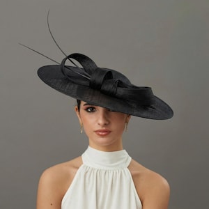Elegant Black Kentucky derby hat for woman - Ascot races dressy hat Black- ladies Tea Party hat black - Funeral church hat - wedding hat