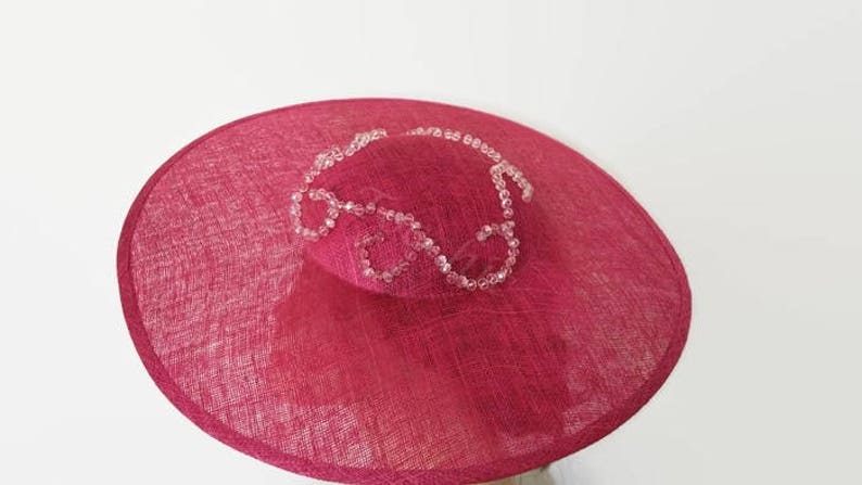 Pink tea party hats Crystal wedding hat pink rose Royal Ascot hat Kentucky derby hat pink womens dress hats Original races hat pink,