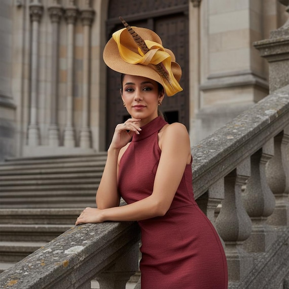 fascinator with long dress Red Dress With Fascinators