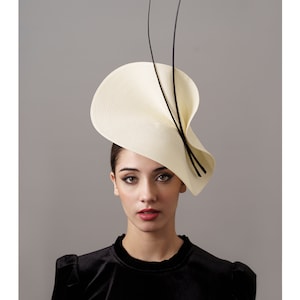 Woman Kentucky derby hat ivory - Bride Wedding fascinator hat ivory - Tea Party large fascinator - woman Wedding guest - Melbourne Cup hat