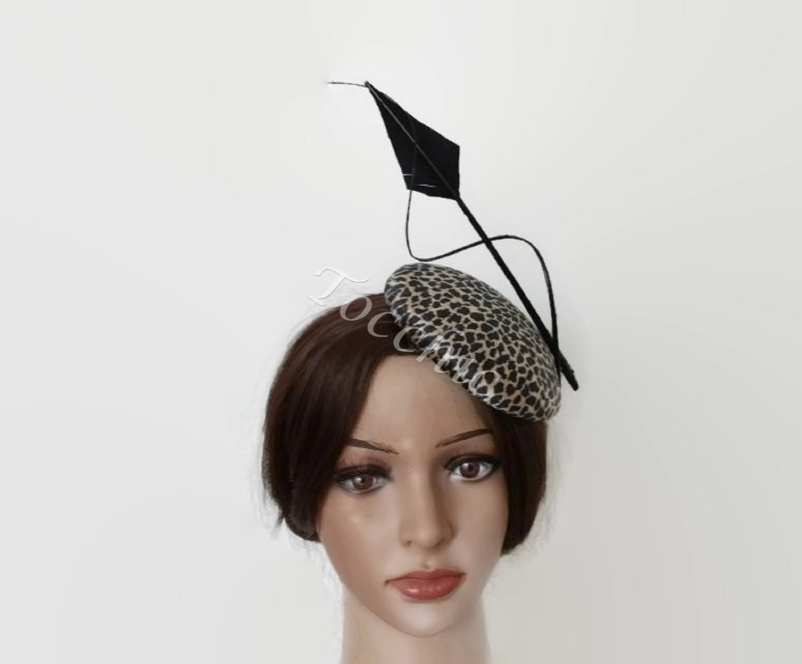 Leopard Fascinator Animal Print Pillbox Hat Leopard Cocktail Etsy