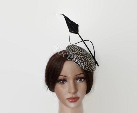 Leopard Fascinator, Animal Print Pillbox Hat, Leopard  display picture 3