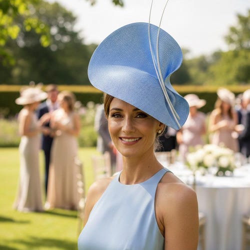 Pale Blue Fascinator Hat for Women at Weddings - Light Blue  display picture 3