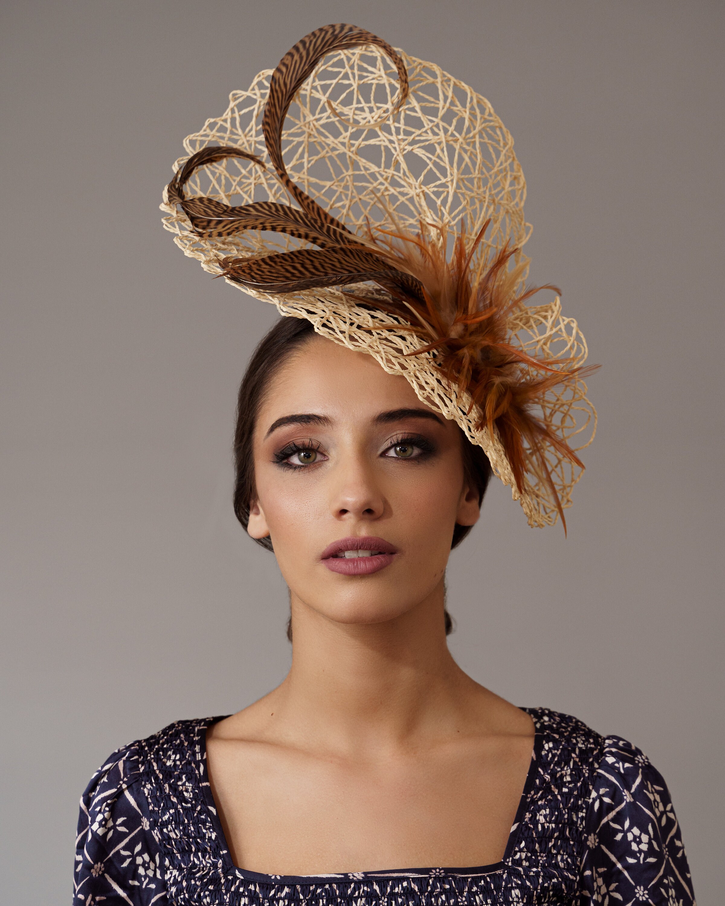 Original Cream Hat With Feathers Cream Wedding Hatbeige Etsy