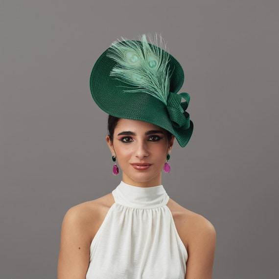 Woman Green Feathers Ascot Fascinator, Green Wedding Hat, Aquamarine Derby Fascinator  Hat, Peacock Ladies Hat,woman Dress Hat Mint Green - Etsy Denmark