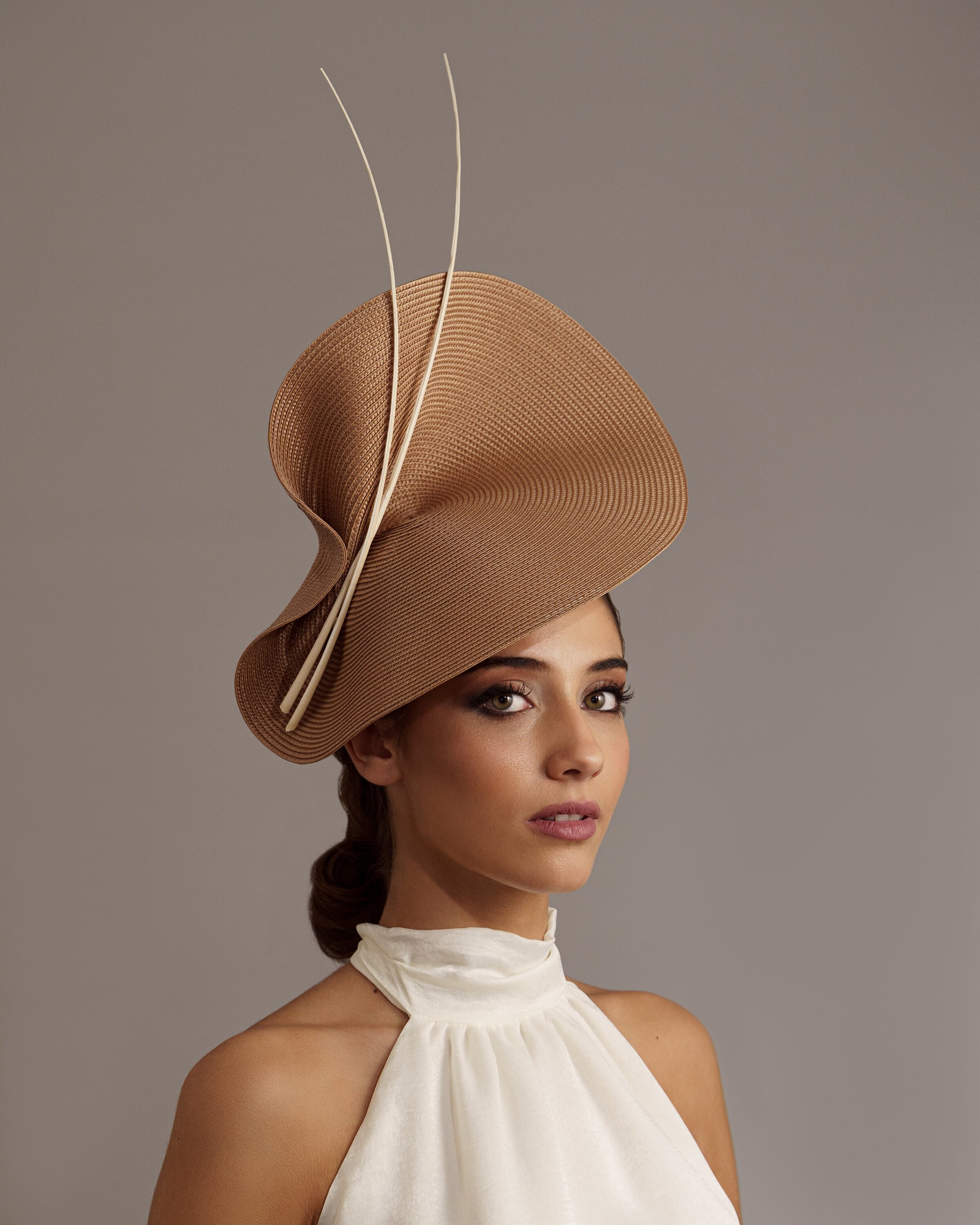 Elegant Tan and Cream Women\'s Hat M489( Beige/Tan )Kentucky Derby Hat Church Hat Wedding Hat  main image 4