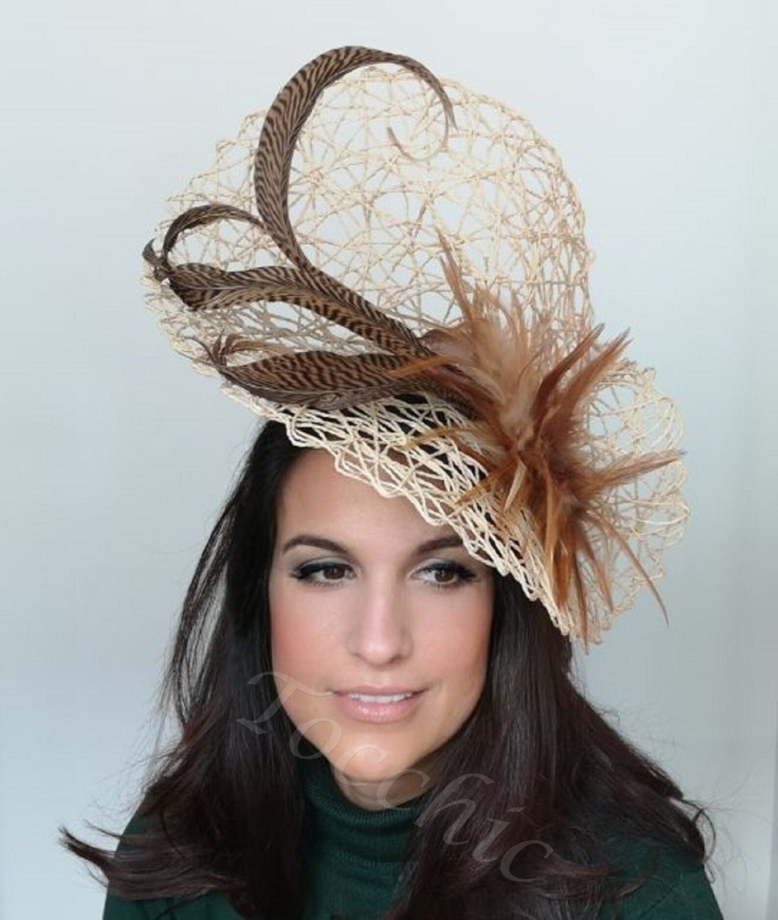 Original Cream hat with feathers cream wedding hatBeige Etsy