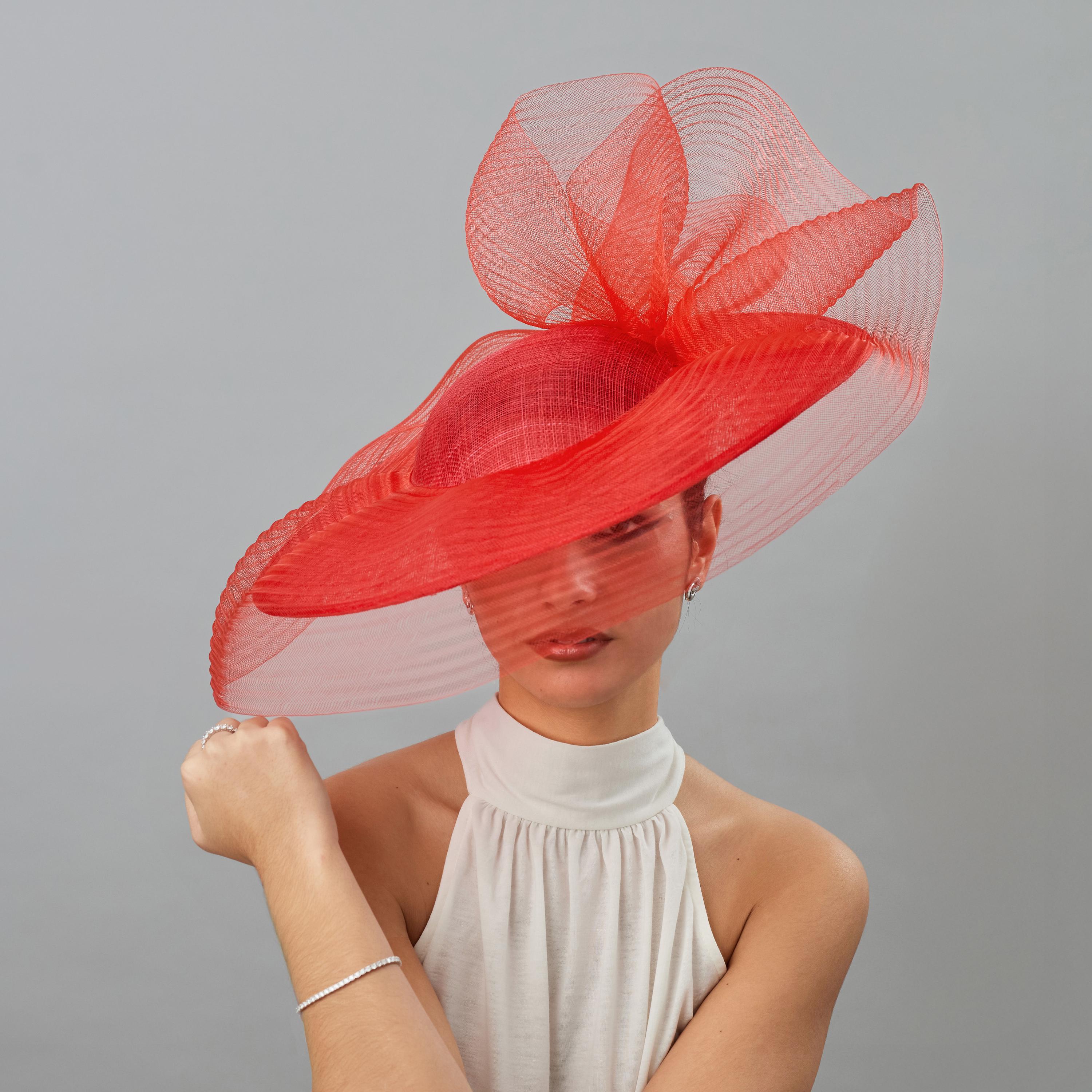 ?Vintage Elegant Red Ladies Veiled Dress Hat - Classic Women\'s Accessory 1940s Wine Red Burgundy Feather Birdcage Veil Felt  main image 3