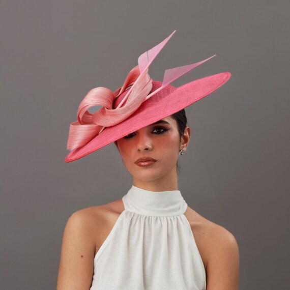 ?NEW! Elegant Pink Kentucky Derby Hat- LAST ONE LEFT!!! White w Hot Pink Church Kentucky Derby Party Wedding Tea  main image 4