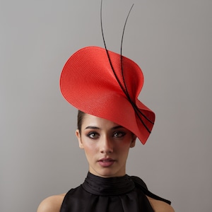 Kopfschmuck für die Mutter der Braut – Schlichter Kopfschmuck für Hochzeitsgäste in Rot und Schwarz – Haarschmuck für Hochzeitsgäste in Rot und Schwarz