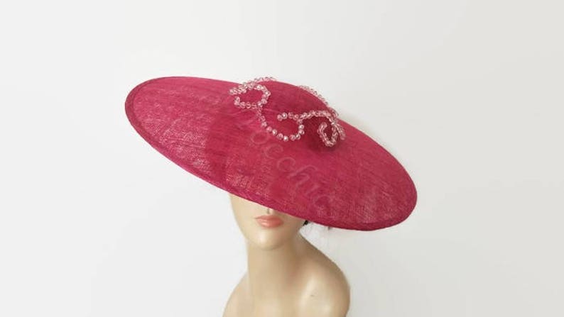 Pink tea party hats Crystal wedding hat pink rose Royal Ascot hat Kentucky derby hat pink womens dress hats Original races hat pink,