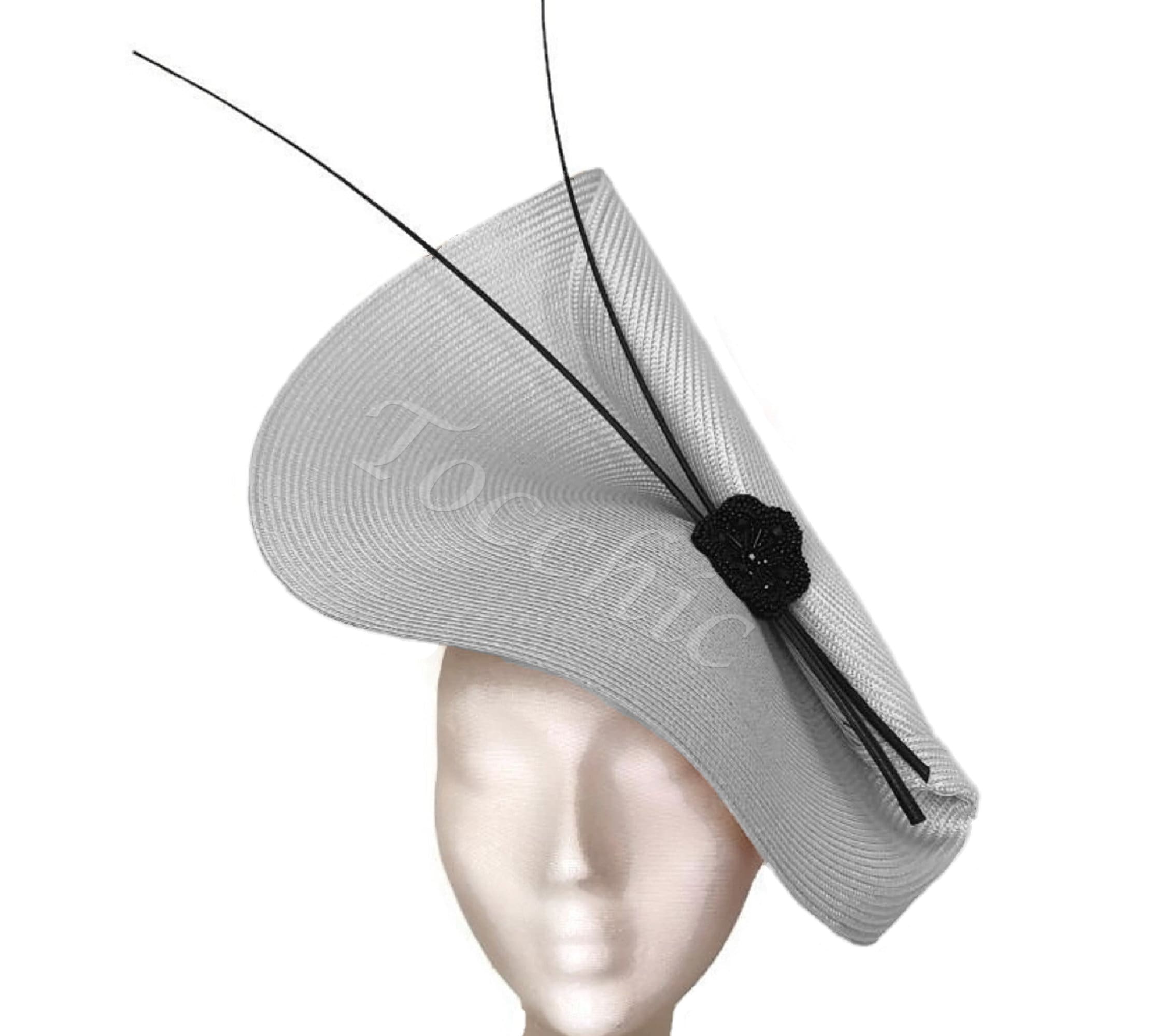 gewicht consumptie Charmant Elegant Black and Grey Large Fascinator Hat for Woman Grey - Etsy