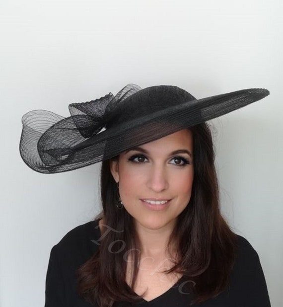 black and beige wedding hats