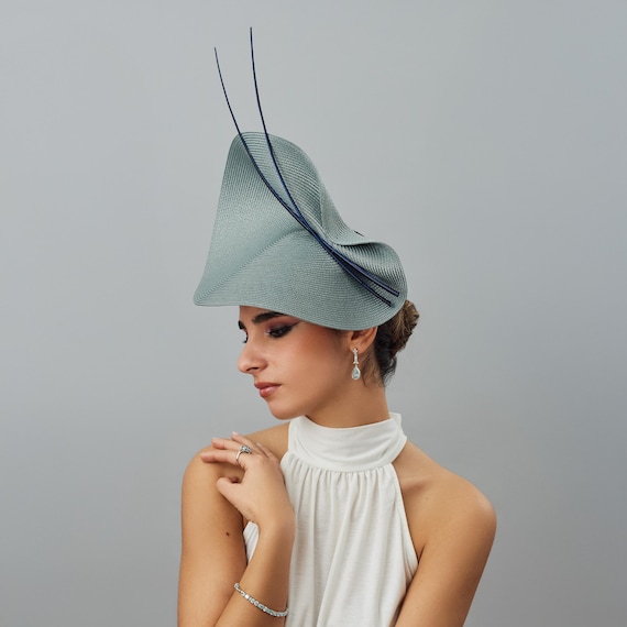 what colour fascinator with grey dress Silver Gray Simple Side Pleat Sinamay Wedding Fascinator