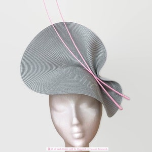 Elegant Wedding hat grey and pink, Ladies Ascot hat pink, Grey races fascinator, Woman Derby hat, Pink cocktail hat, Kate Middleton hat