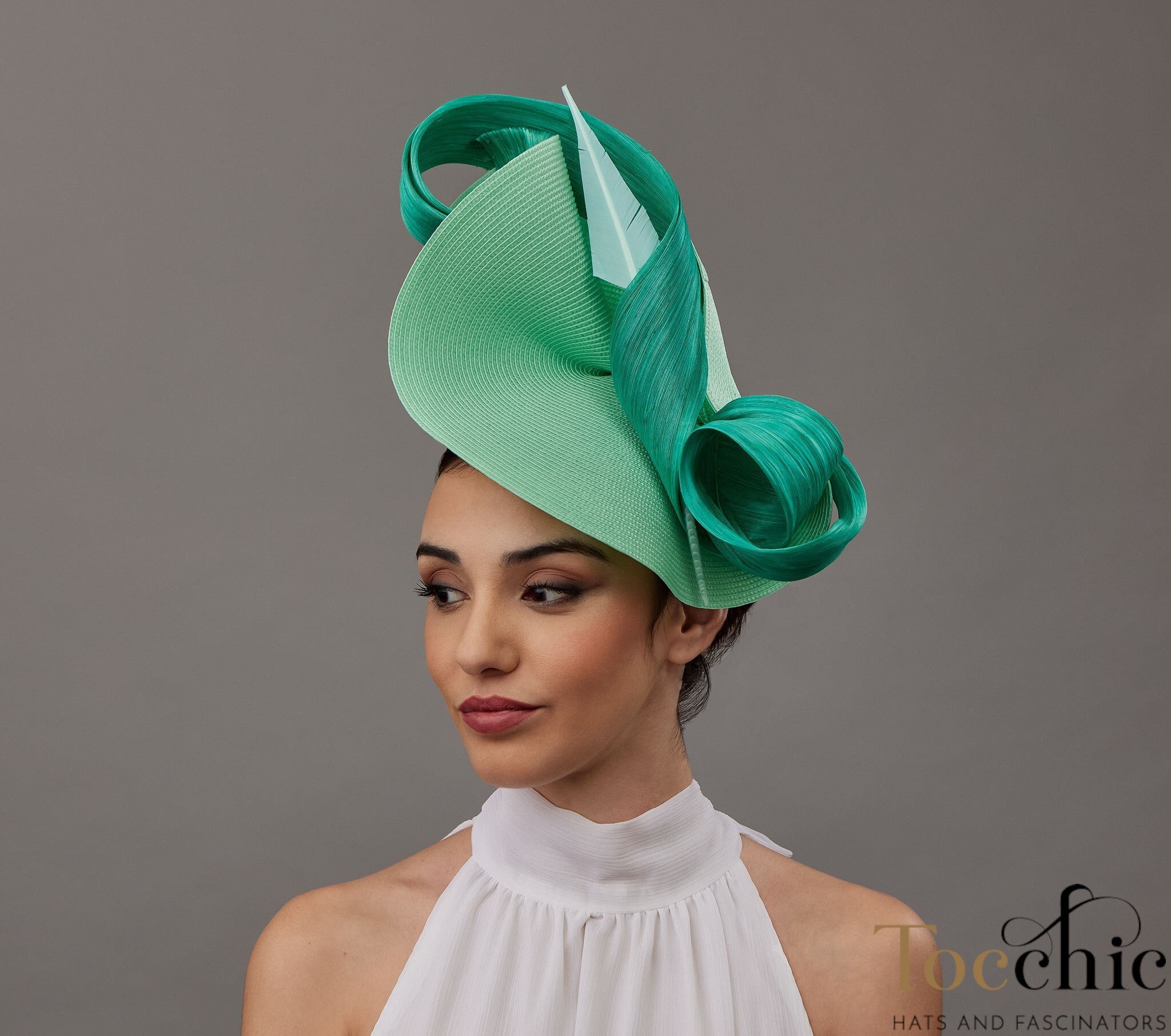 Aqua Women’s Statement Fascinator Hat with Pearl Trim THG7461 - Aqua Blue & Mauve Pink Fascinator – The Hat Girls main image 3