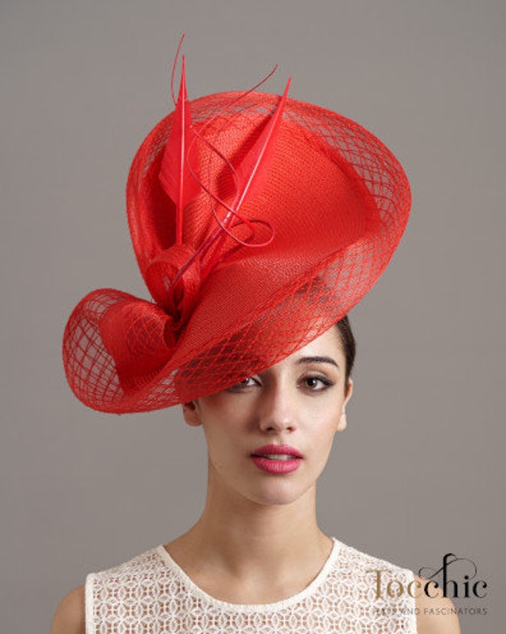 Red Kentucky Derby Hat With Veil for Women - Royal Ascot  display picture 1