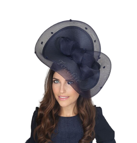 Ladies Elegant Large Fascinator Hat Headband Weddings Races Royal Ascot 
