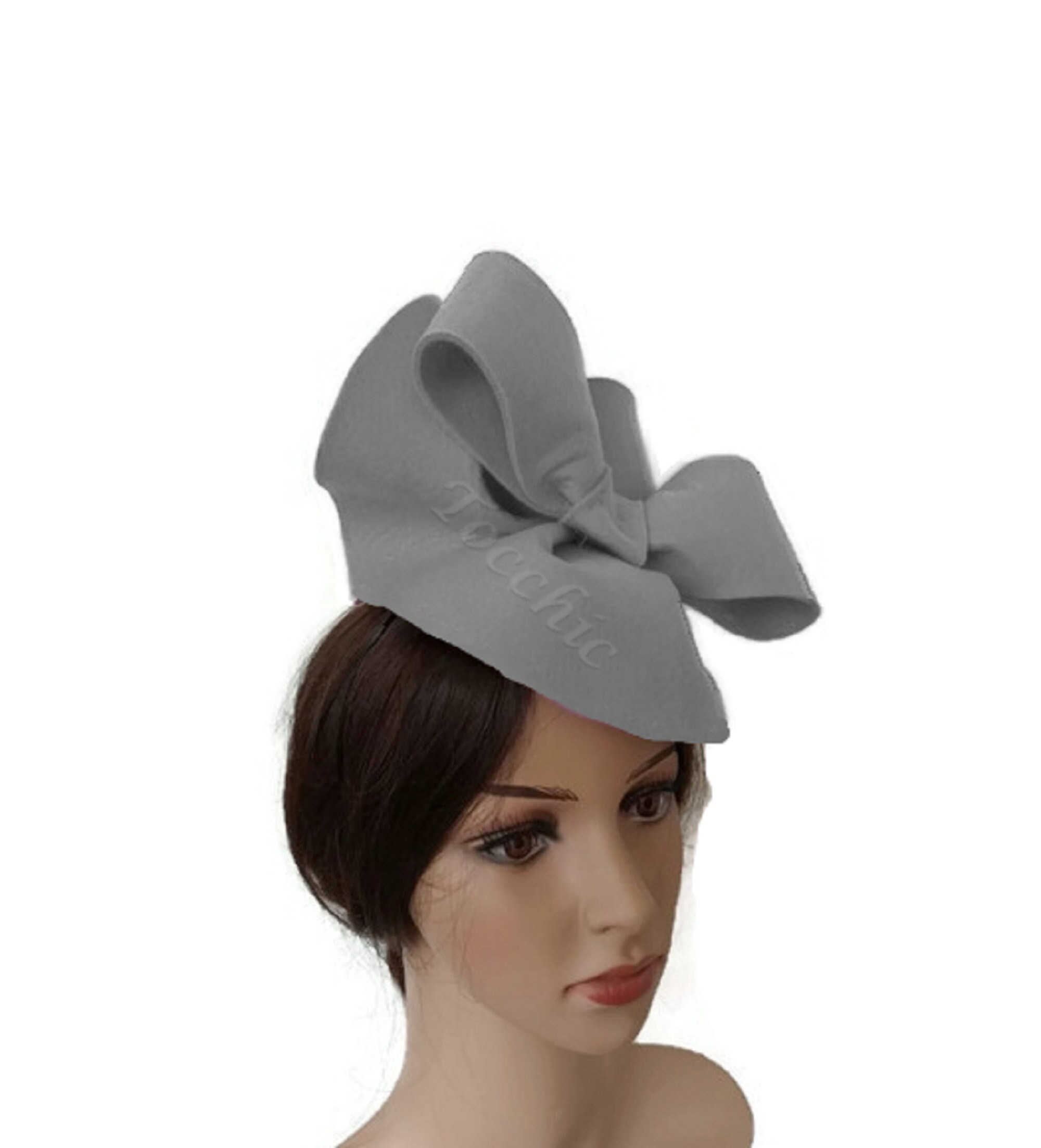 Grey Felt Fascinator Hat for Weddings Woman Winter Hat Gray