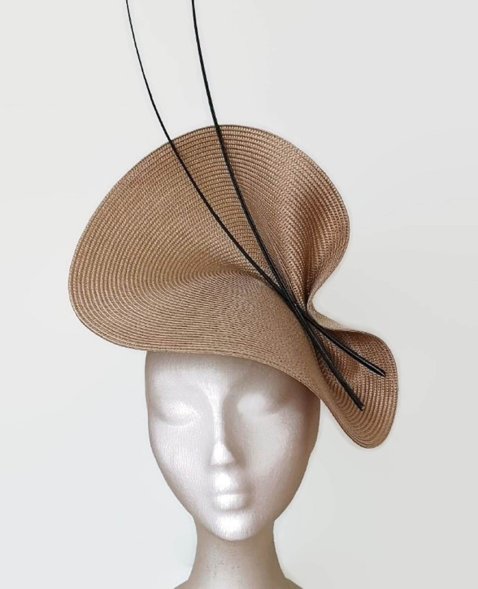Beige and Black Fascinator for Royal Ascot Races - Women Kentucky Derby ...