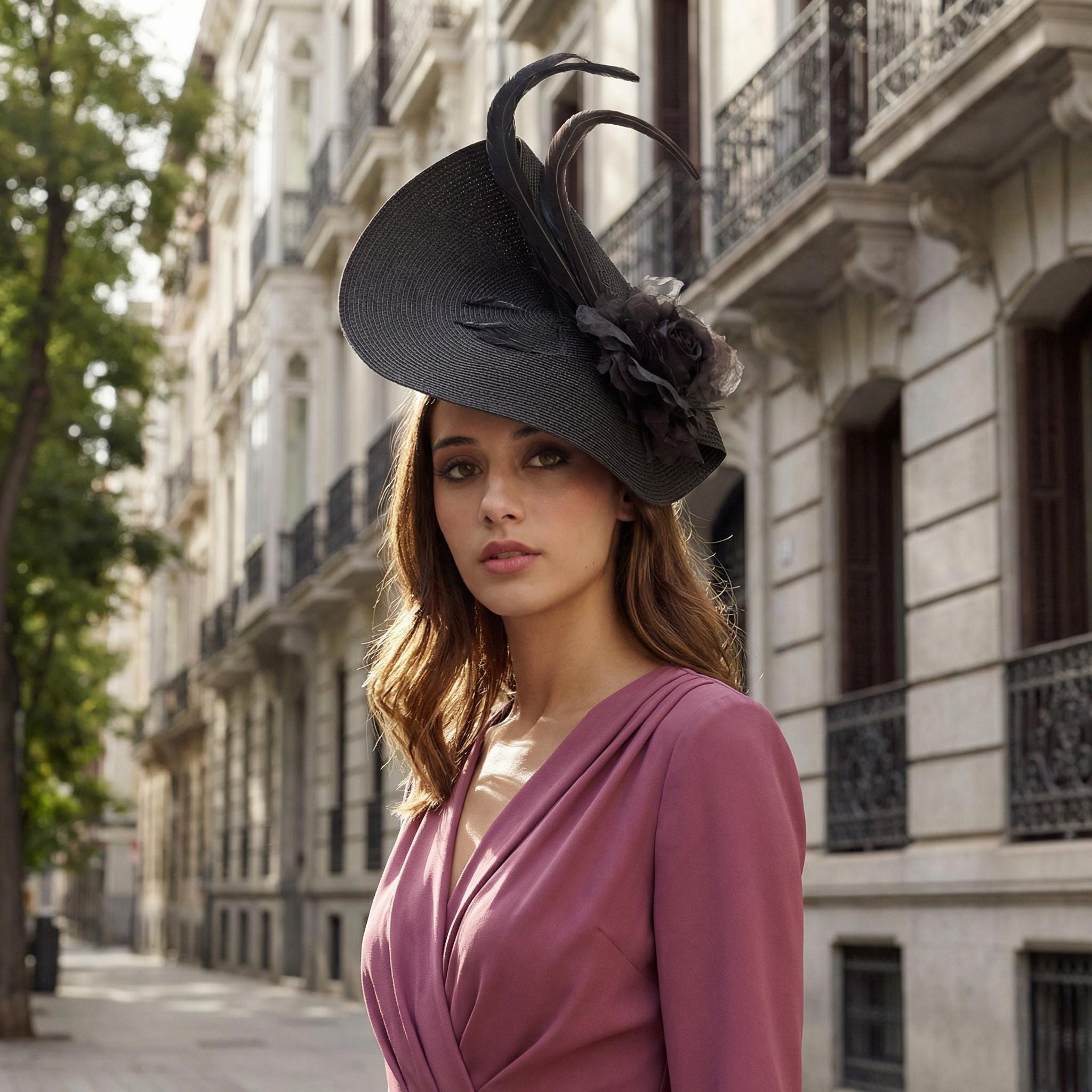 Elegant Black Fascinator New Derby Church Tea Ascot Kentucky Oaks Formal Hat 2022 Women main image 4