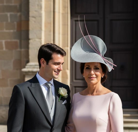 what colour fascinator with grey dress Elegant Wedding Hat and Pink for Ladies at Royal Ascot - Grey Races - Woman Derby Hat - Pink Cocktail Hat - Kate Middleton Olive Chiffon Bridesmaid