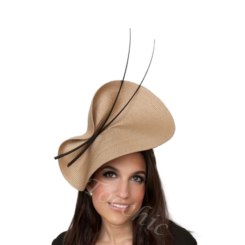 Beige and Black Fascinator for Royal Ascot Races - Women Kentucky Derby ...