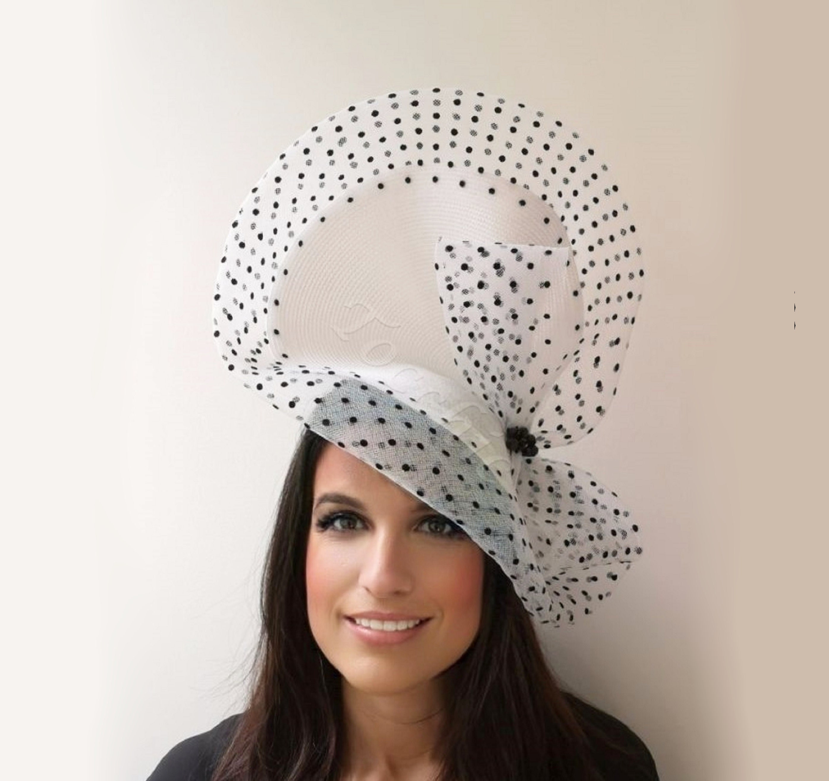 Spotty hat | polka dot hat | wedding hat | formal hat | Ascot hat | bow ...