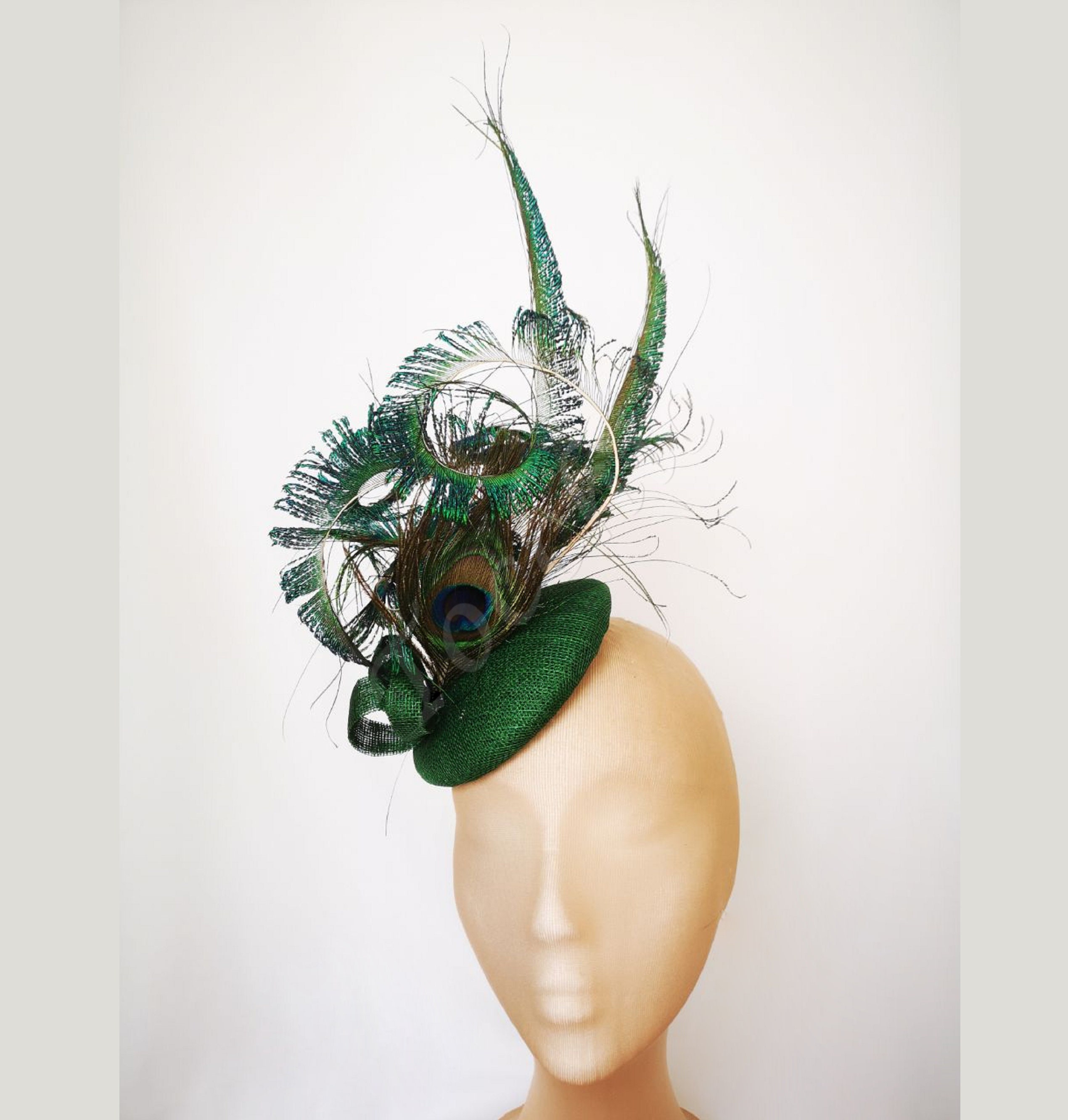Peacock Feathers Pillbox Hat for Woman 