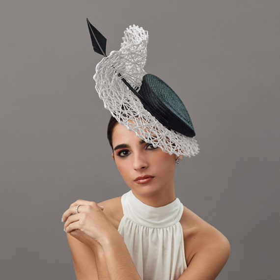 Elegant White and Black Royal Ascot Hat - White and Black  display picture 3
