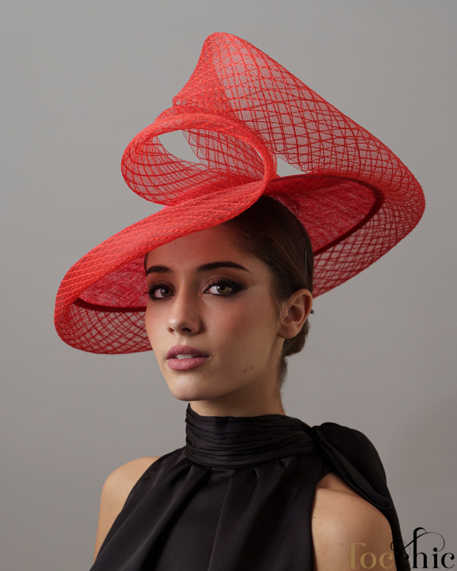 2418 Red 1920s Fascinators Veil Headband Hat,derby il_fullxfull.3045677368_2png.jpg main image 2