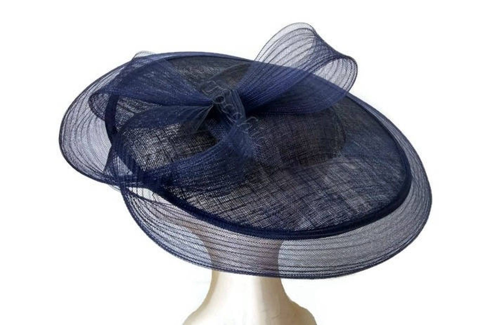 Navy Blue Wedding Hat for Woman Blue Races Hat Navy Derby Etsy