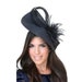 Feather fascinator blue, navy blue hat, navy wedding hat, navy fascinator, navy blue ascot hat, blue races hat, navy derby hat, feathers hat