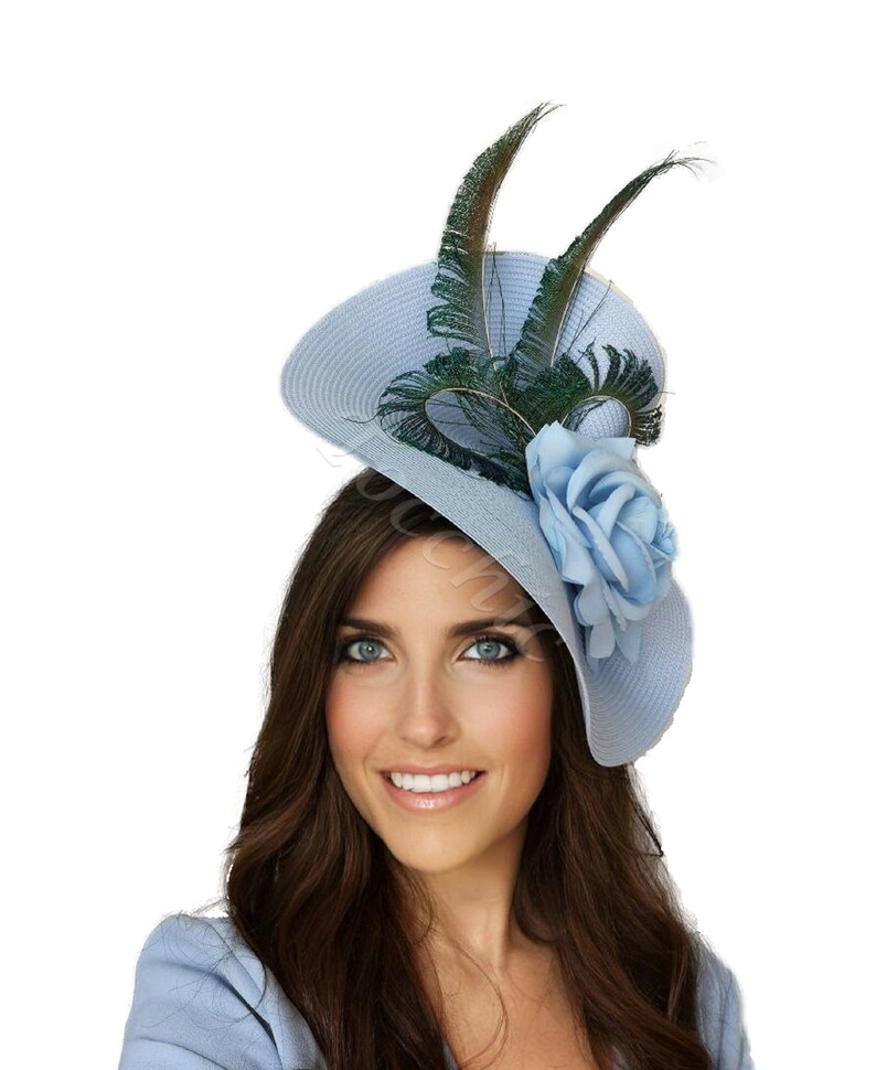 Light Blue Fascinator Kentucky Derby Hat Pale Blue Peacock Etsy Australia