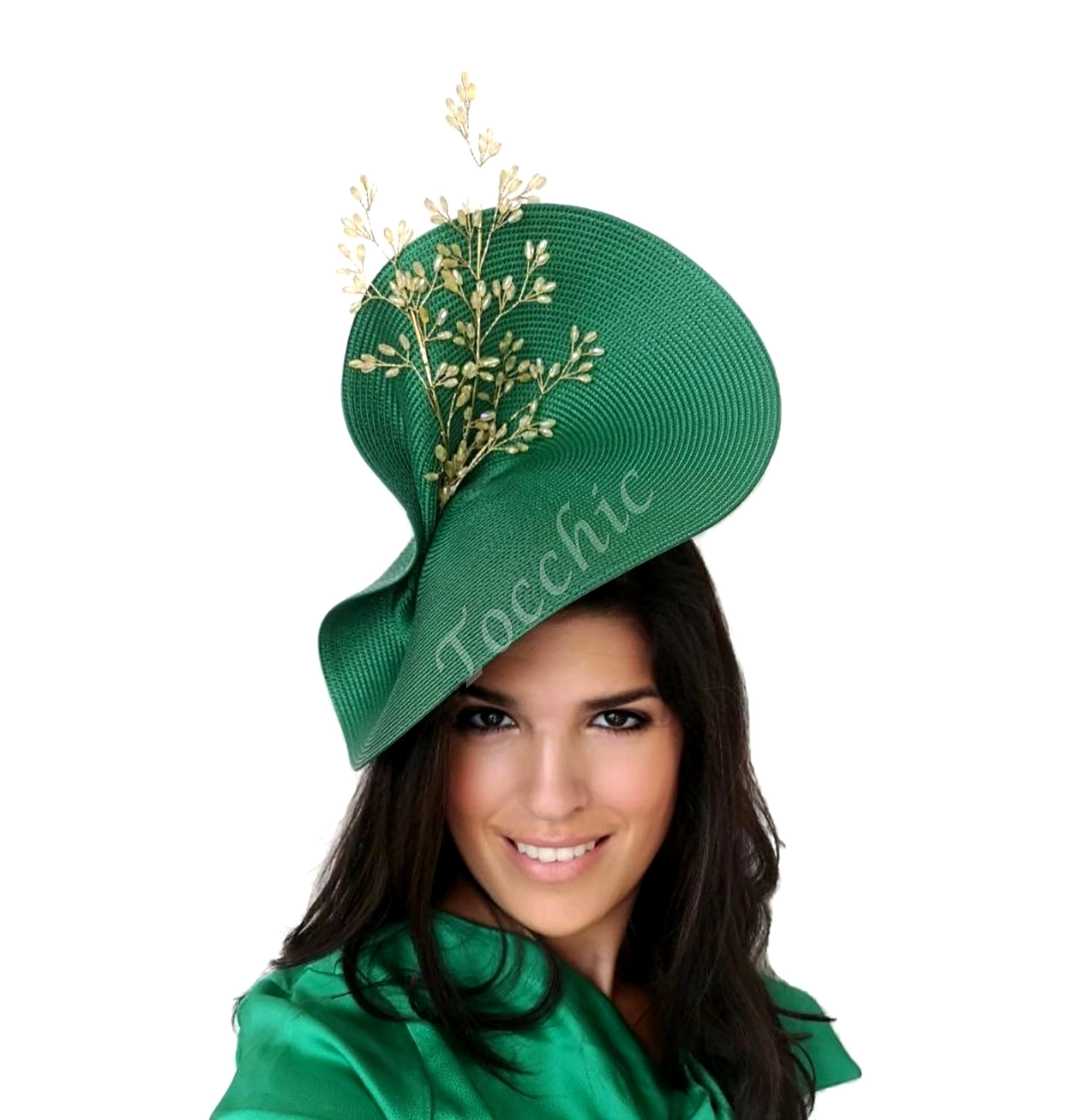 Green and Gold Woman Fascinator Green Wedding Hat Green Tea Party Fascinator Gold Kentucky Derby Hat Ascot Hat Green Green Races Hat Etsy