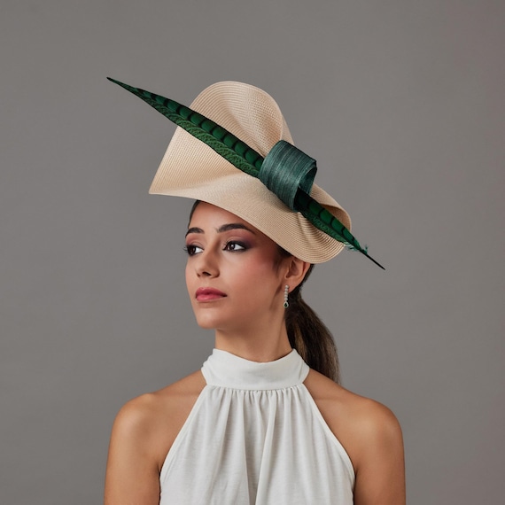 Tea Party Green Fascinator Hat - Royal Ascot Champagne Hat  display picture 3