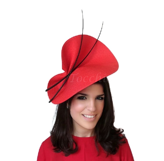 Black and red fascinator hat Clearance