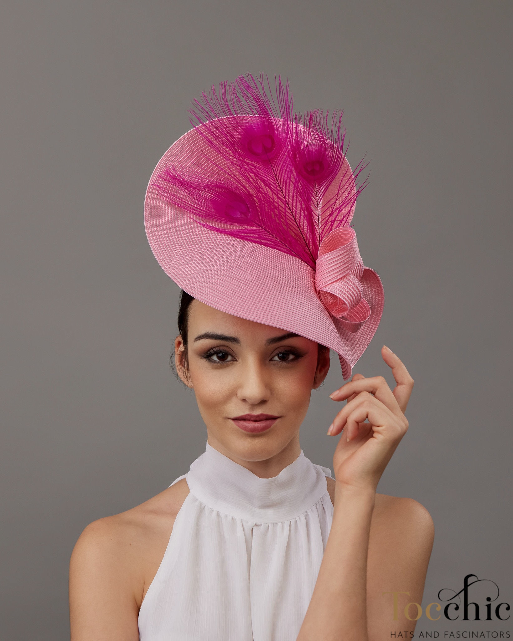 Pink Wedding Hats for Women - Pale Pink Royal Ascot Fascinator - Fuchsia  Tea Party Hat - Rose Wedding Hat - Fuchsia Races Hat With Feathers - Etsy
