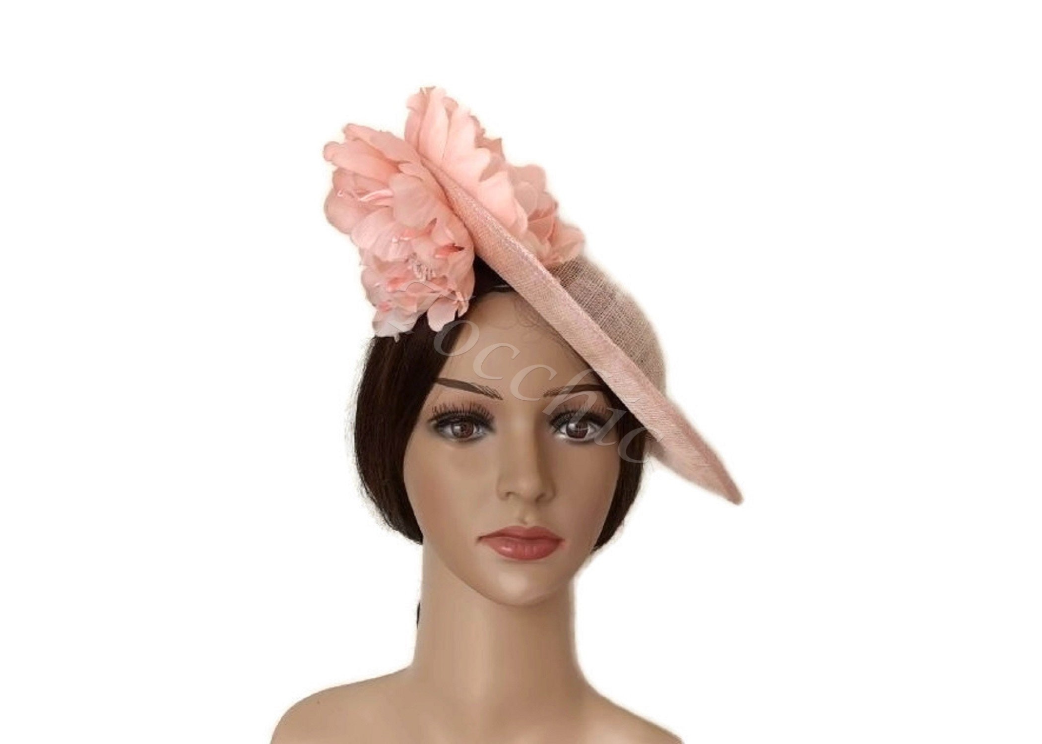 LIght pink fascinator hat with flowers pale pink Royal Ascot Etsy