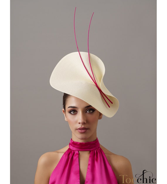 Pink Kentucky Derby Fascinator, Ivory and Pink Royal Ascot  display picture 3