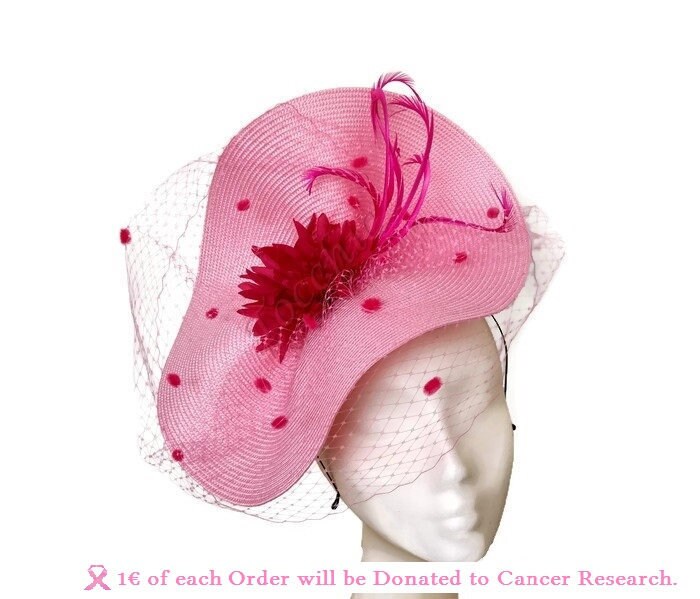 Pink Fascinator With Veil - Fuchsia Kentucky Derby Hat  display picture 3