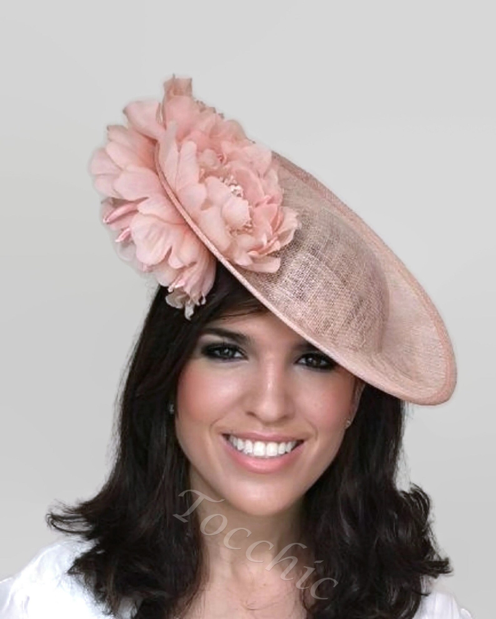 Light Pink Fascinator Hat With Flowers Pale Pink Royal Ascot Etsy