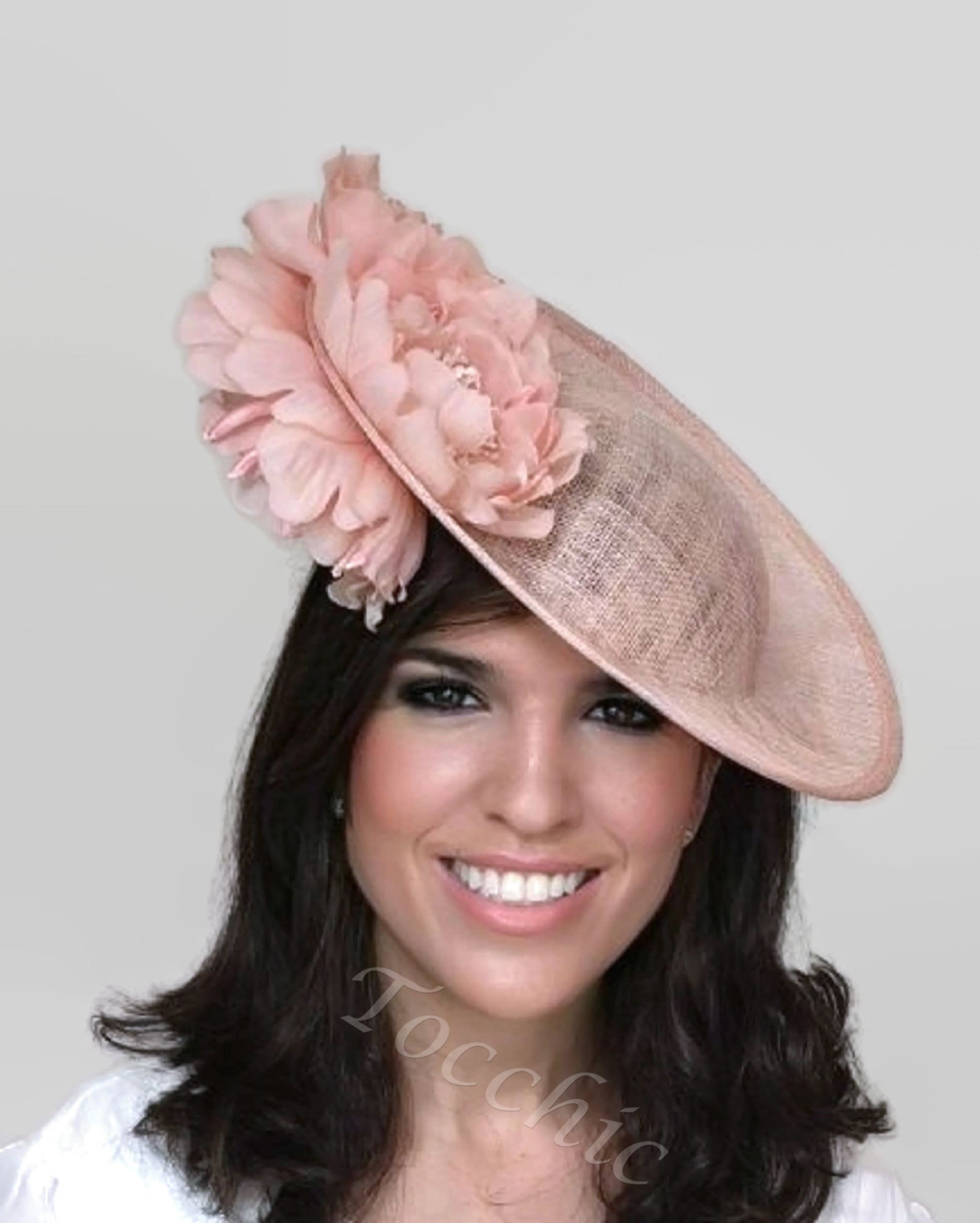 LIght pink fascinator hat with flowers pale pink Royal Ascot Etsy