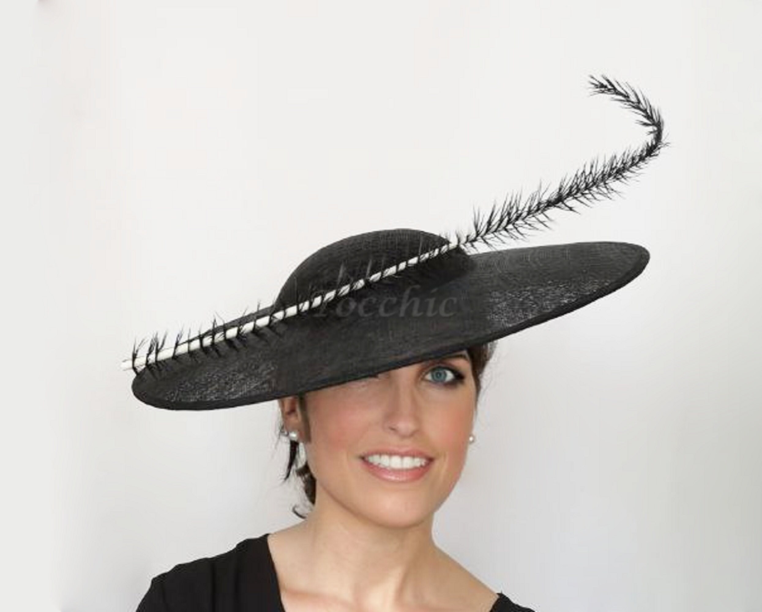 Woman Elegant Ascot Hat Black Kentucky 