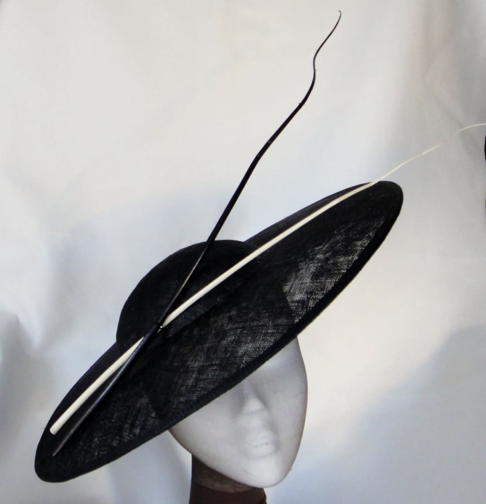 Black Lampshade Hat Black Hat for Wedding Black Fascinator Etsy