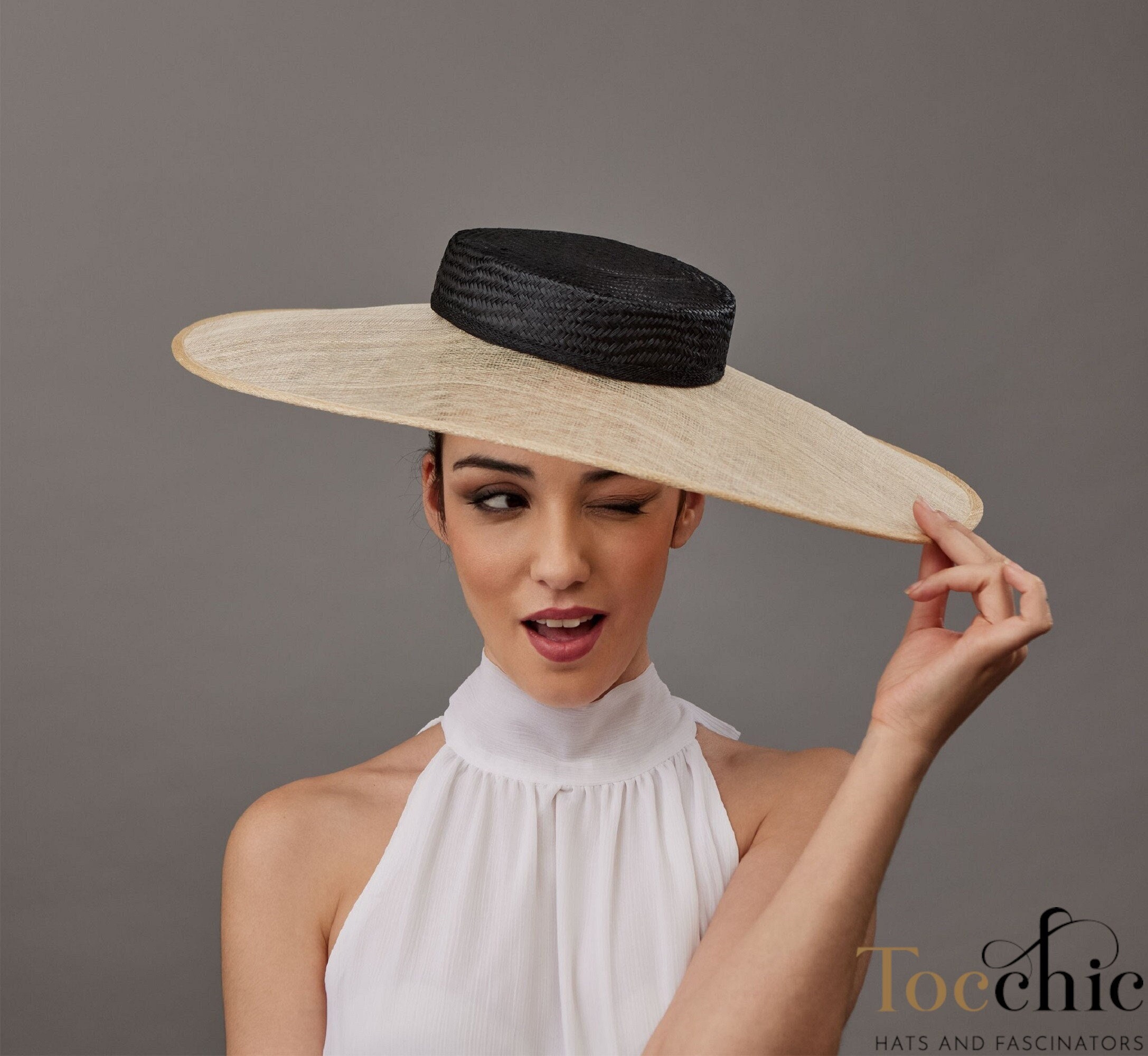 Elegant Black Wedding Hat for Groom Mother - Beige Church  display picture 2