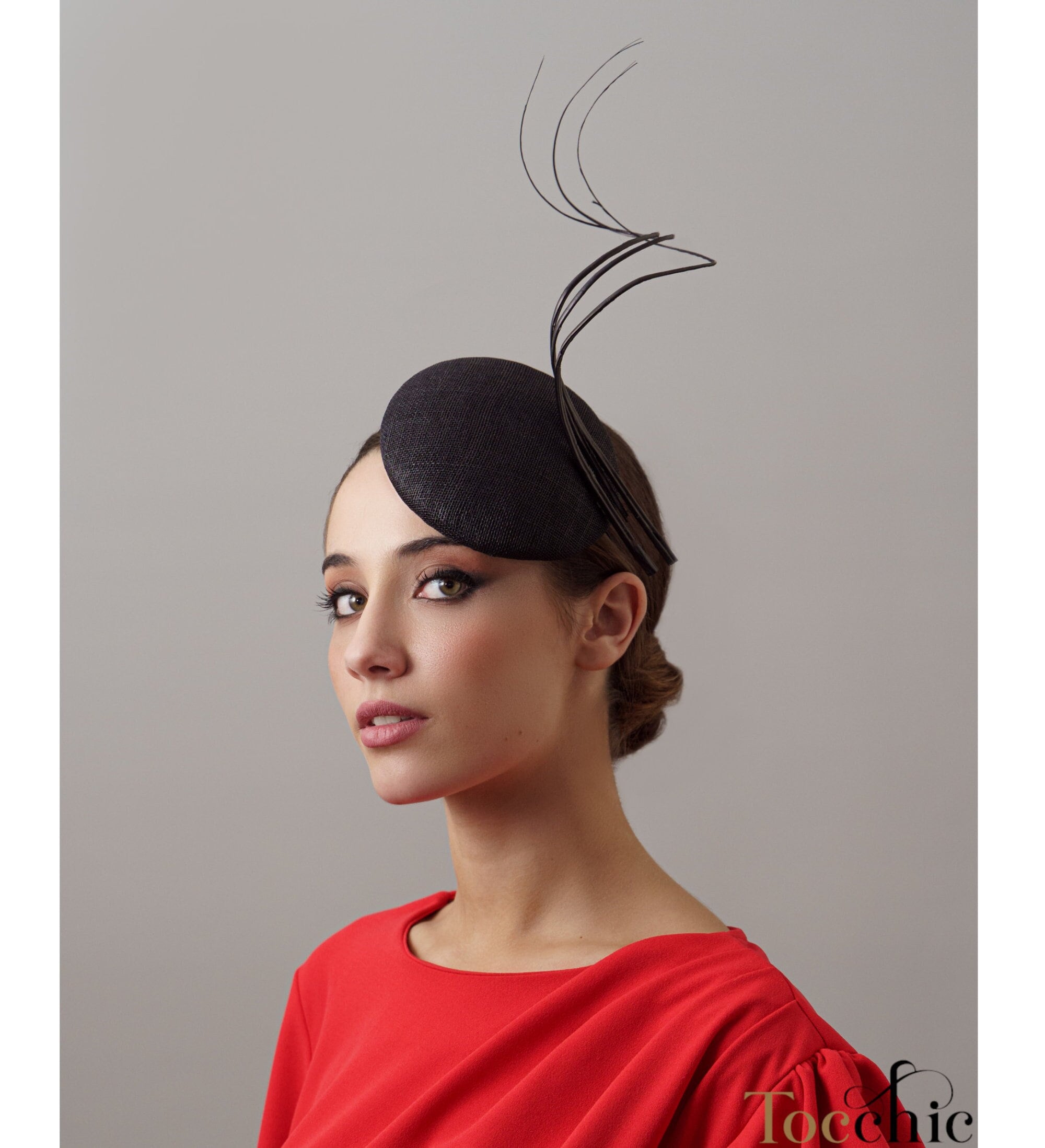 Woman Fascinator Hat for Wedding Black, Derby Hat, Tea Party 