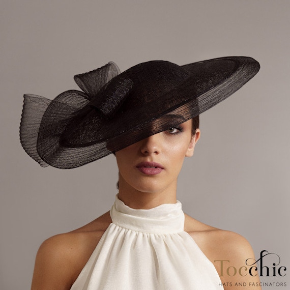Women Black Wedding Hat Black Races Hat Black Derby Hats Black Ladies Hats tea Party Hat Black Church Hats dressy Hats black Veiled Hat Etsy